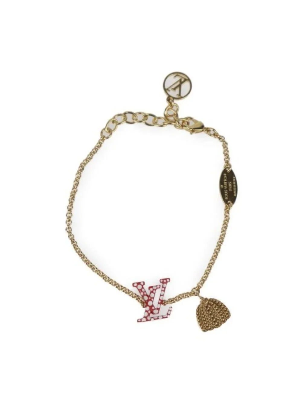 Louis Vuitton Bracelet Iconic Infinity Dot M0970 A Metal Gold Red Yayoi Kusama